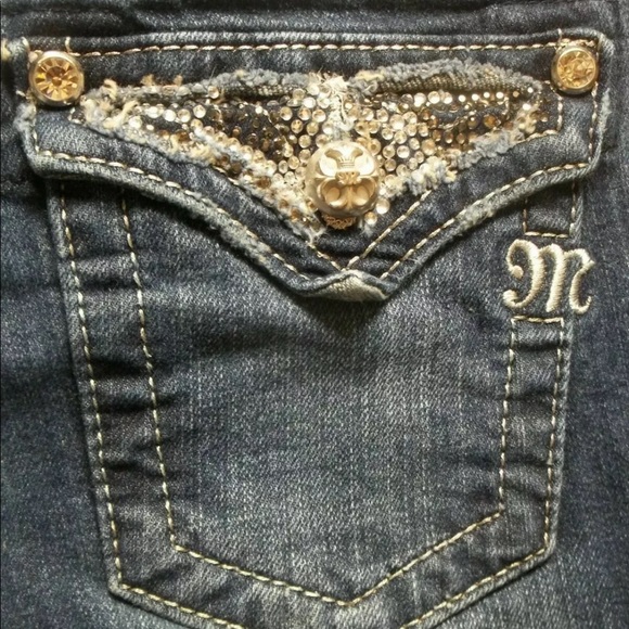 Miss Me Jeans Bling Rhinestones Crystal Studs Boot Cut JP5124B7 SZ 27 Inseam 34 - Picture 4 of 11